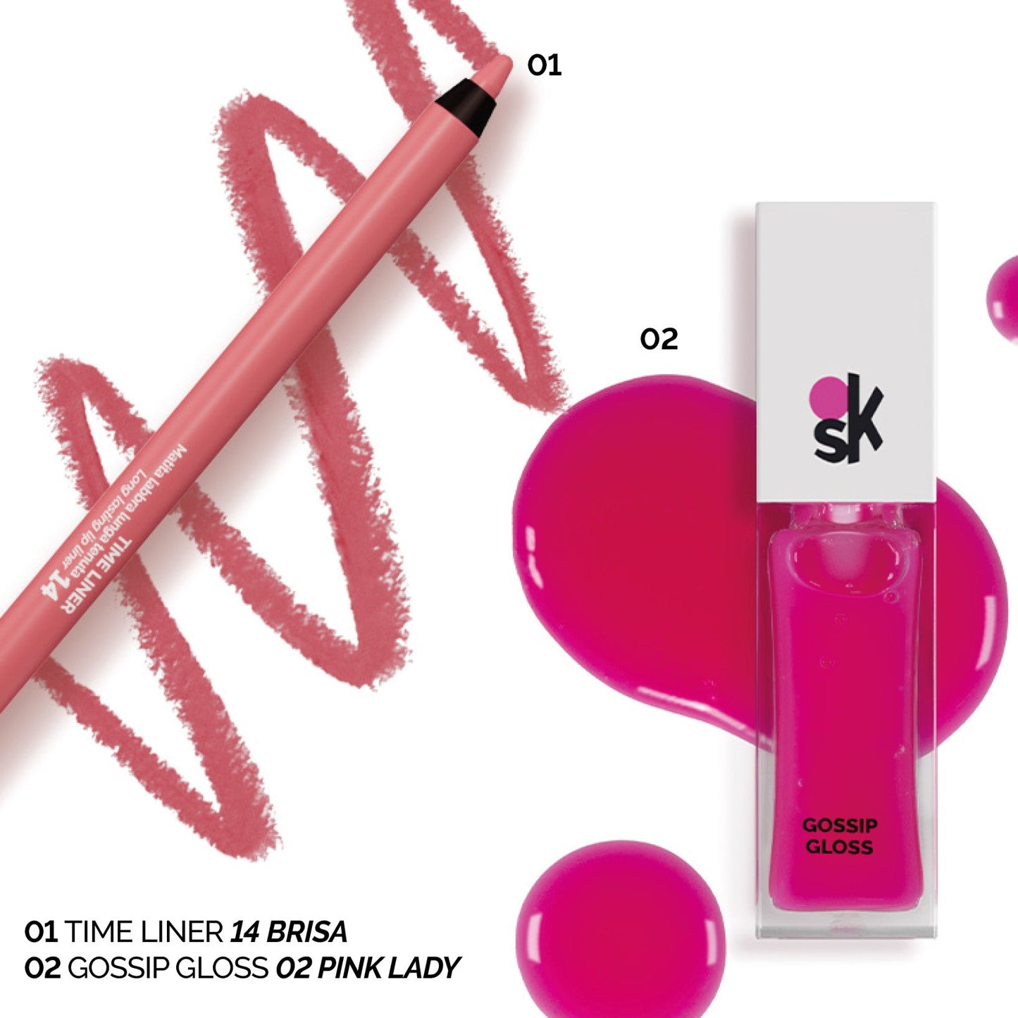 GLAZY LIP COMBO – TIME LINER 14 + GOSSIP GLOSS 02
