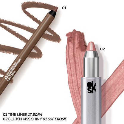 SHINE AND LINE LIP COMBO – TIME LINER 17 + CLICK ‘N KISS SHINY 01