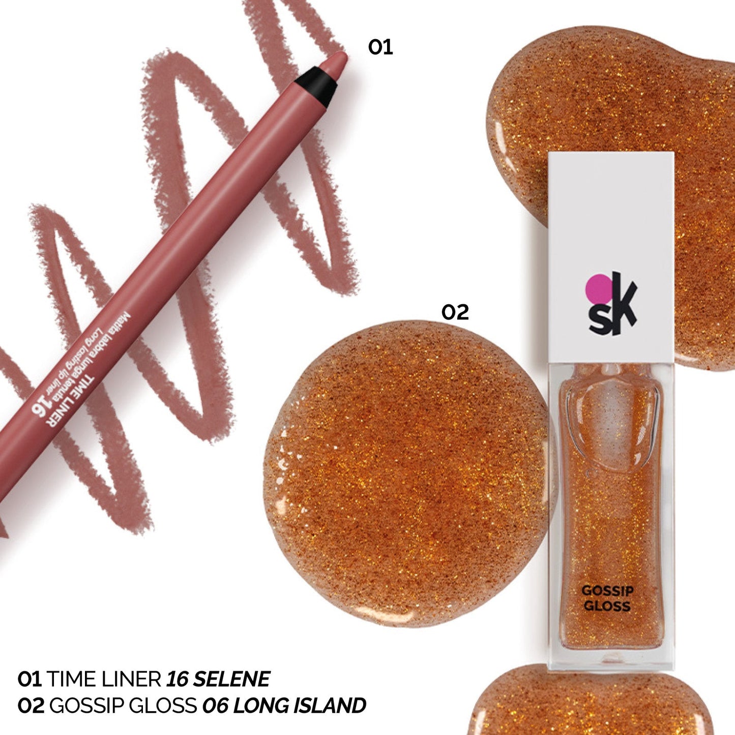 GLAZY LIP COMBO – TIME LINER 16 + GOSSIP GLOSS 06